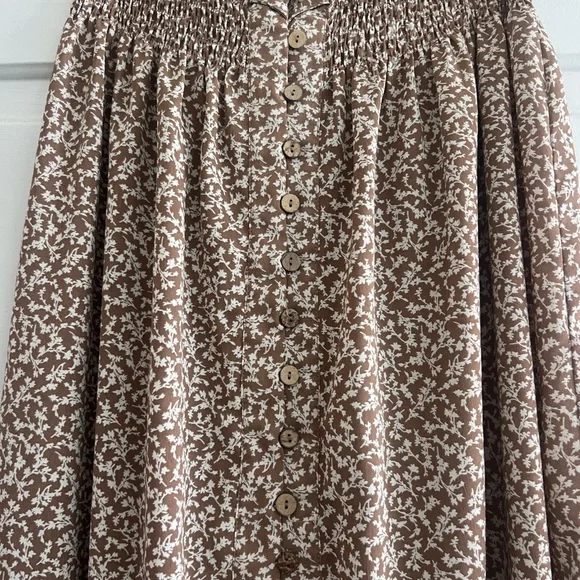 Bohme Brown and White Floral Midi Skirt - Picture 1 of 4